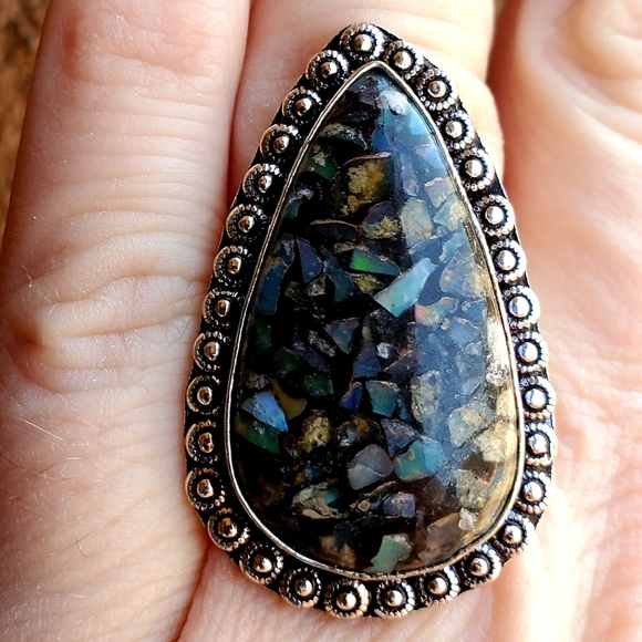 New Copper Ethiopian Opal 925 Silver Ring. - Picture 3 of 10